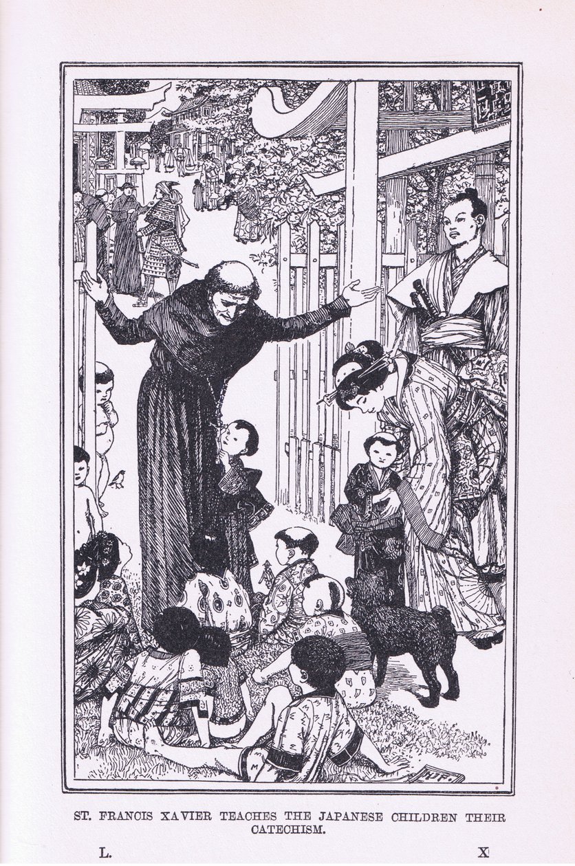 Svatý František Xaverský učí japonské děti katechismu, 1912 od Henry Justice Ford