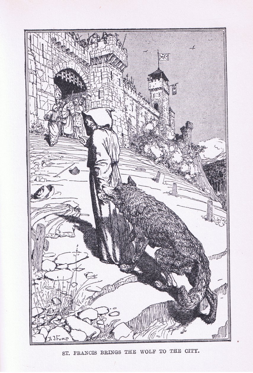 Svatý František přivádí vlka do města, 1912 od Henry Justice Ford