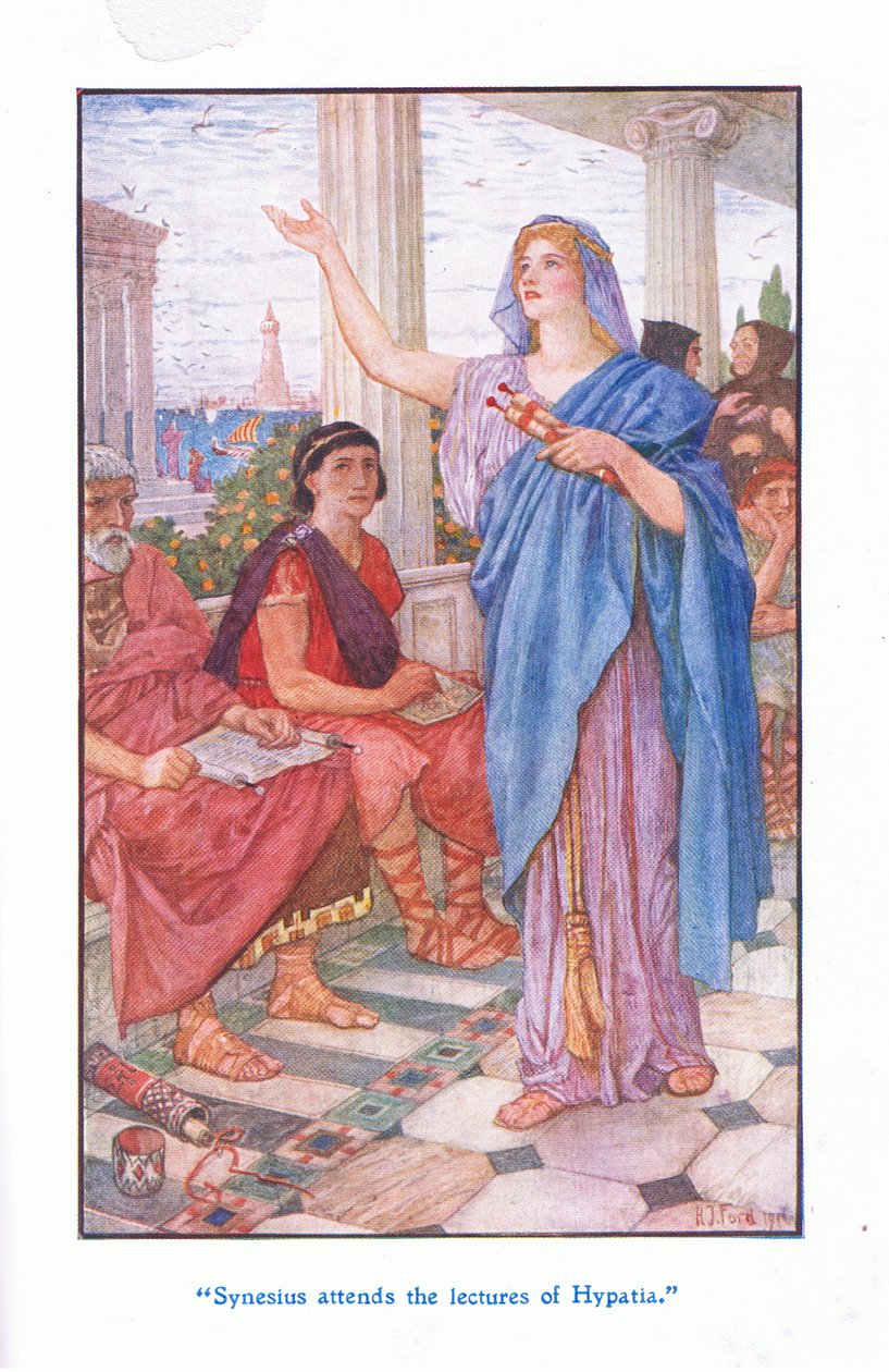 Synesius navštěvuje přednášky Hypatia, 1912 od Henry Justice Ford