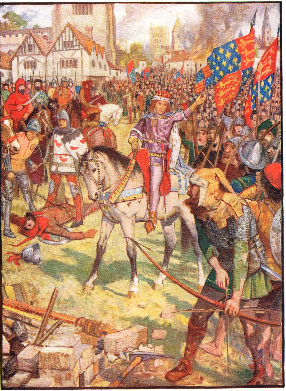 Povstání rolníků, ilustrace z „Dějiny Anglie“ od Rudyarda Kiplinga, 1911 od Henry Justice Ford