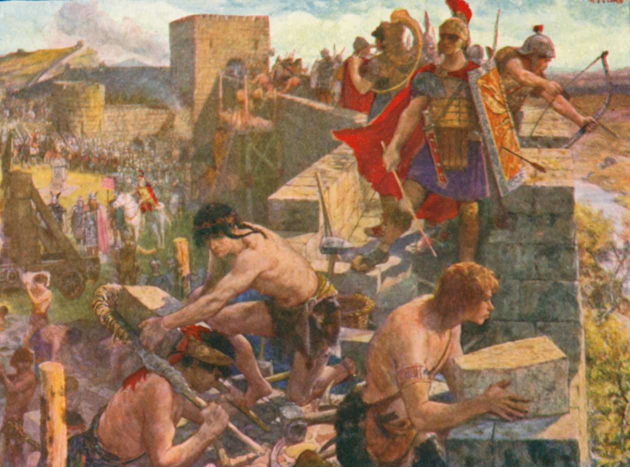 Římská zeď (barevná litografie) od Henry Justice Ford