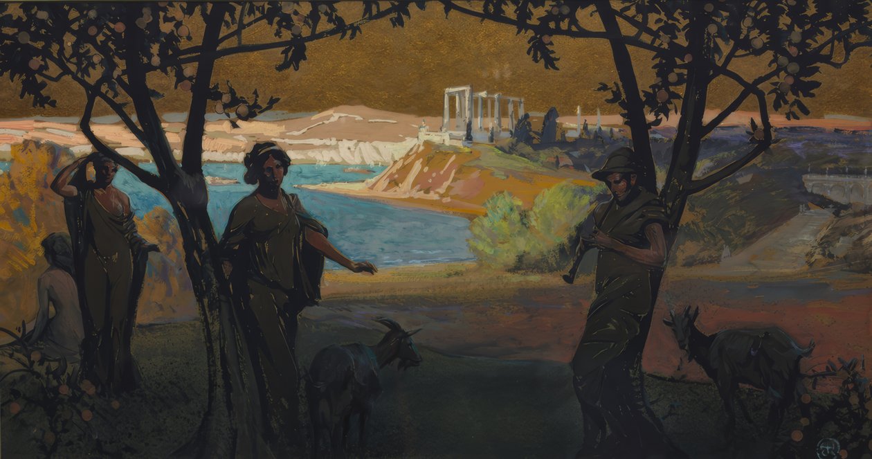 Náčrt nástěnné malby, Pastorační studie, č. 1 od Henry Keller