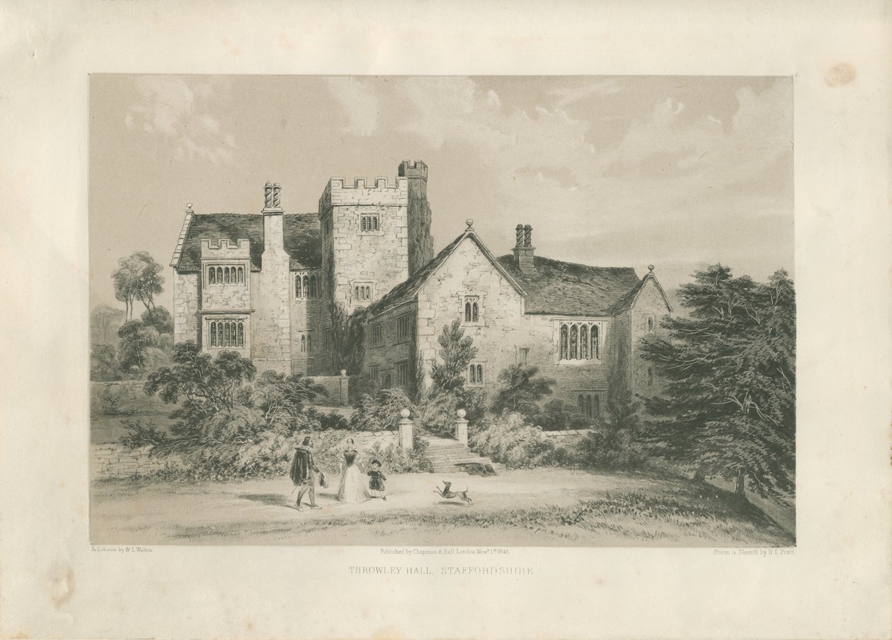 Throwley Hall: lithotinta, nd [c 1845] od Henry Lark Pratt