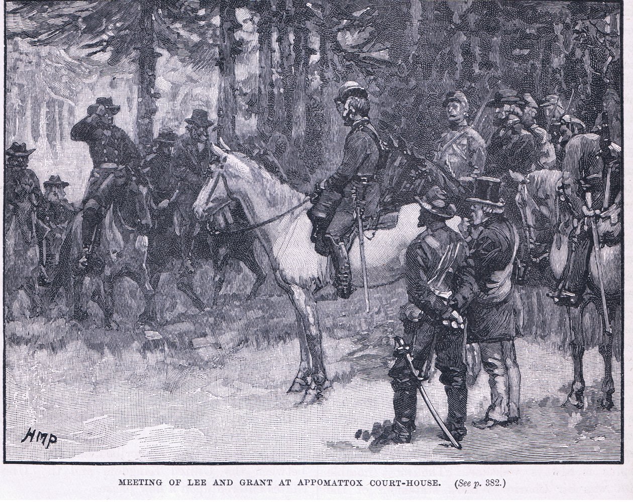 Setkání Lee a Granta v Appomattox Court House 1865 našeho letopočtu od Henry Marriott Paget