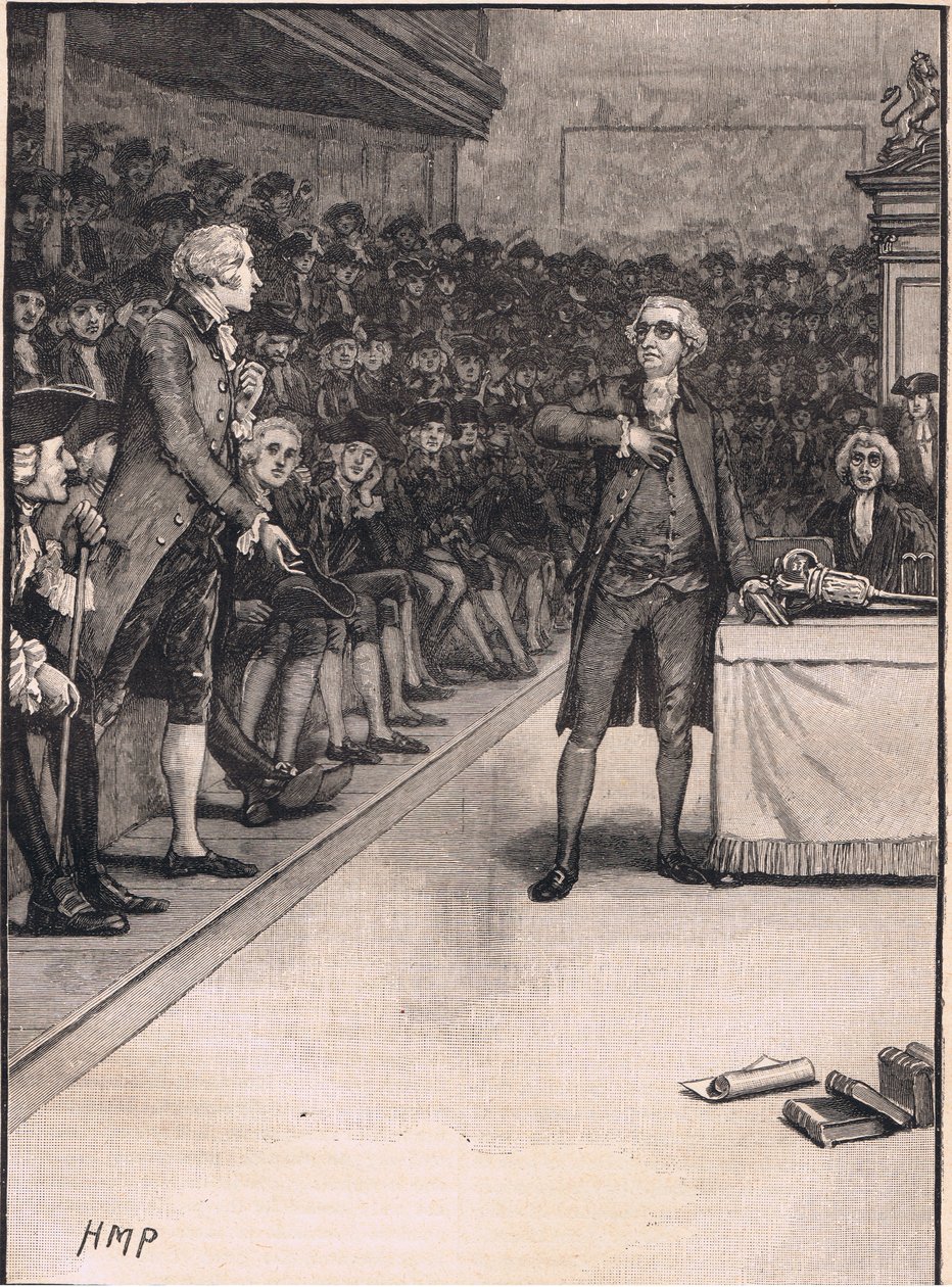 Scéna v Dolní sněmovně: porušení mezi Burkem a Foxem 1791 od Henry Marriott Paget