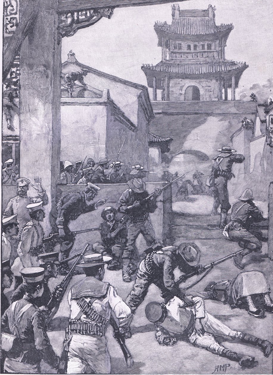 Válka v Číně: Boje v Tientsinu, ilustrace z Cassells History of England, 1900s od Henry Marriott Paget