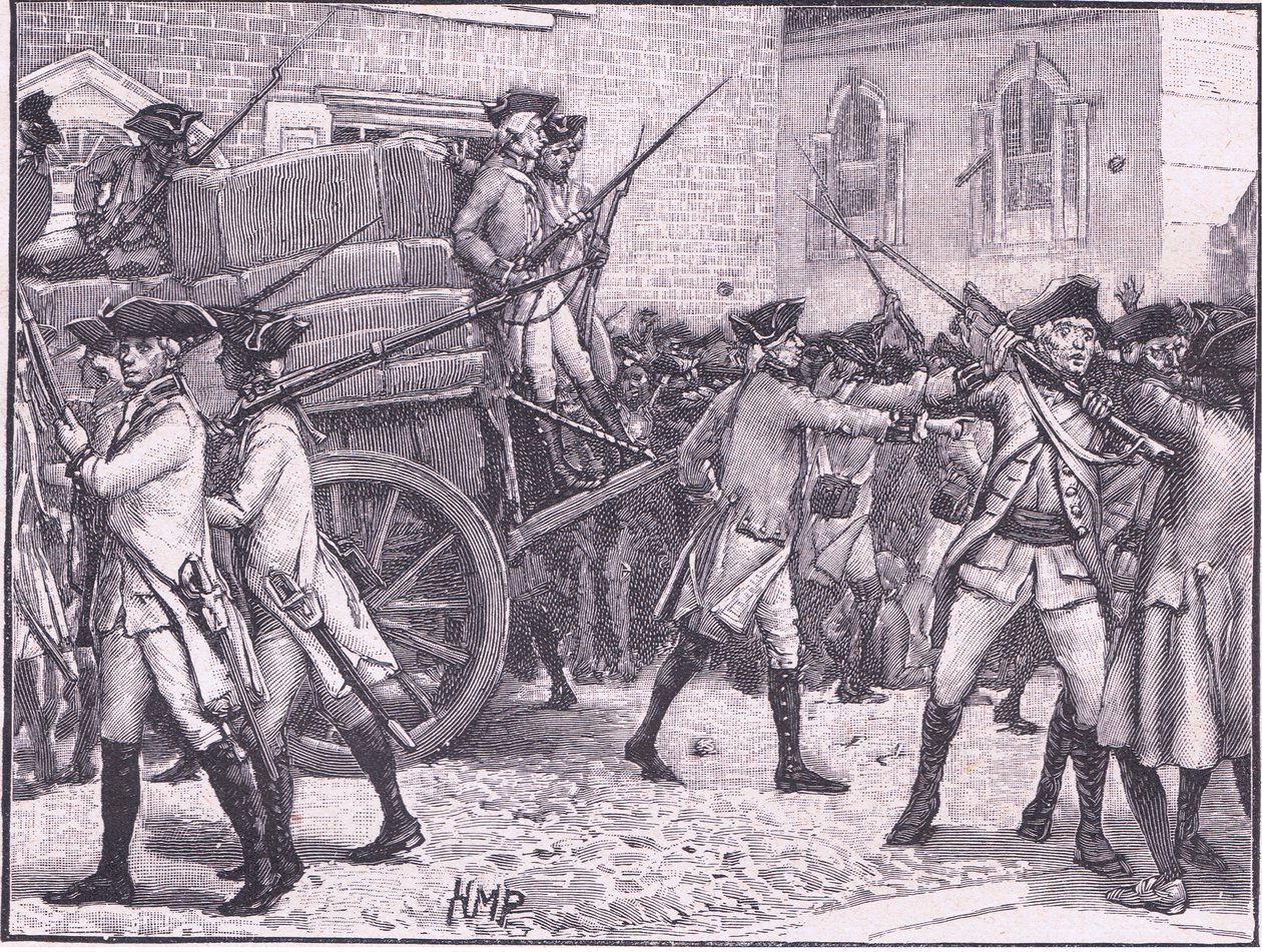 Vojáci doprovázeli orazítkovaný papír na radnici v New Yorku 1765 od Henry Marriott Paget