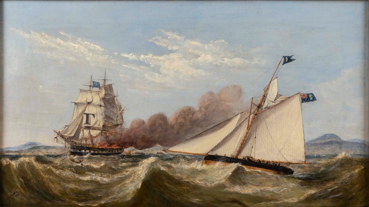 Zachraňování cestujících z hořícího "Ocean Monarch". od Henry Melling