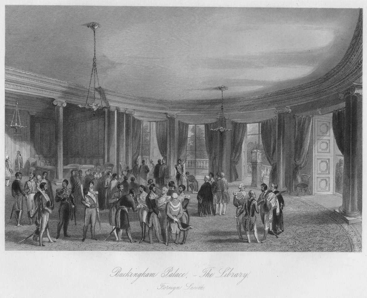 Buckinghamský palác, - Knihovna. Cizí Leveé, c1841 od Henry Melville