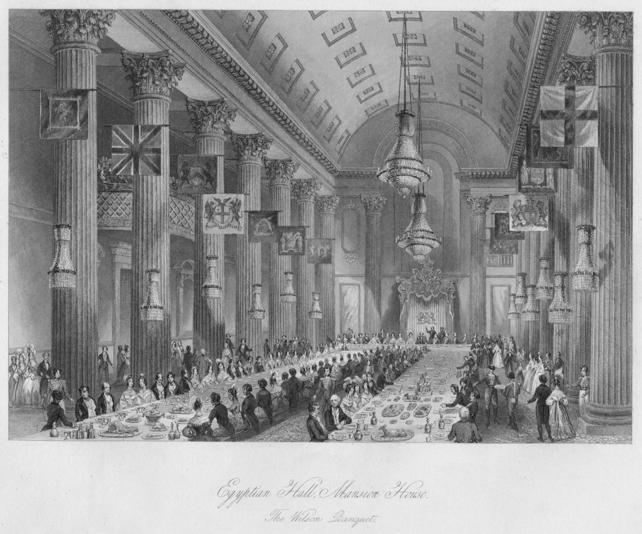 Egyptian Hall, Mansion House: The Wilson Banquet, c1841 od Henry Melville