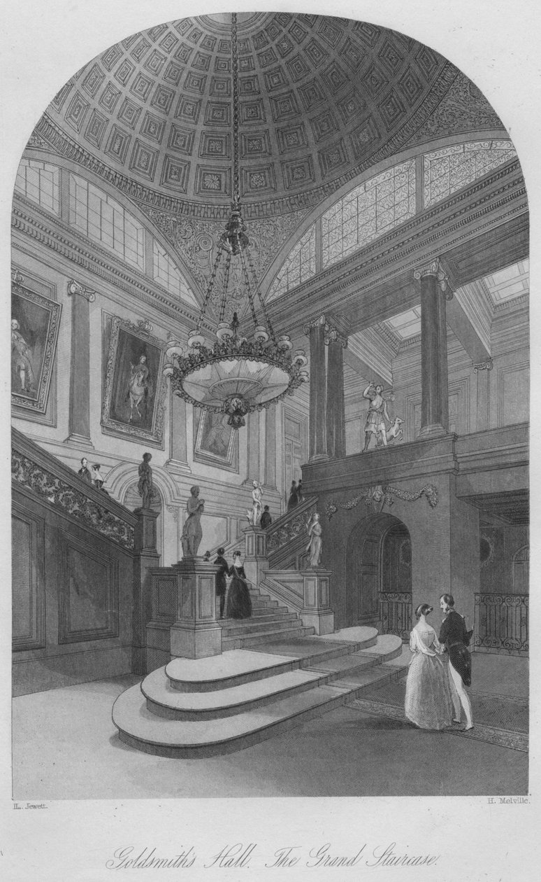 Zlatnický sál. Velké schodiště, c1841 od Henry Melville