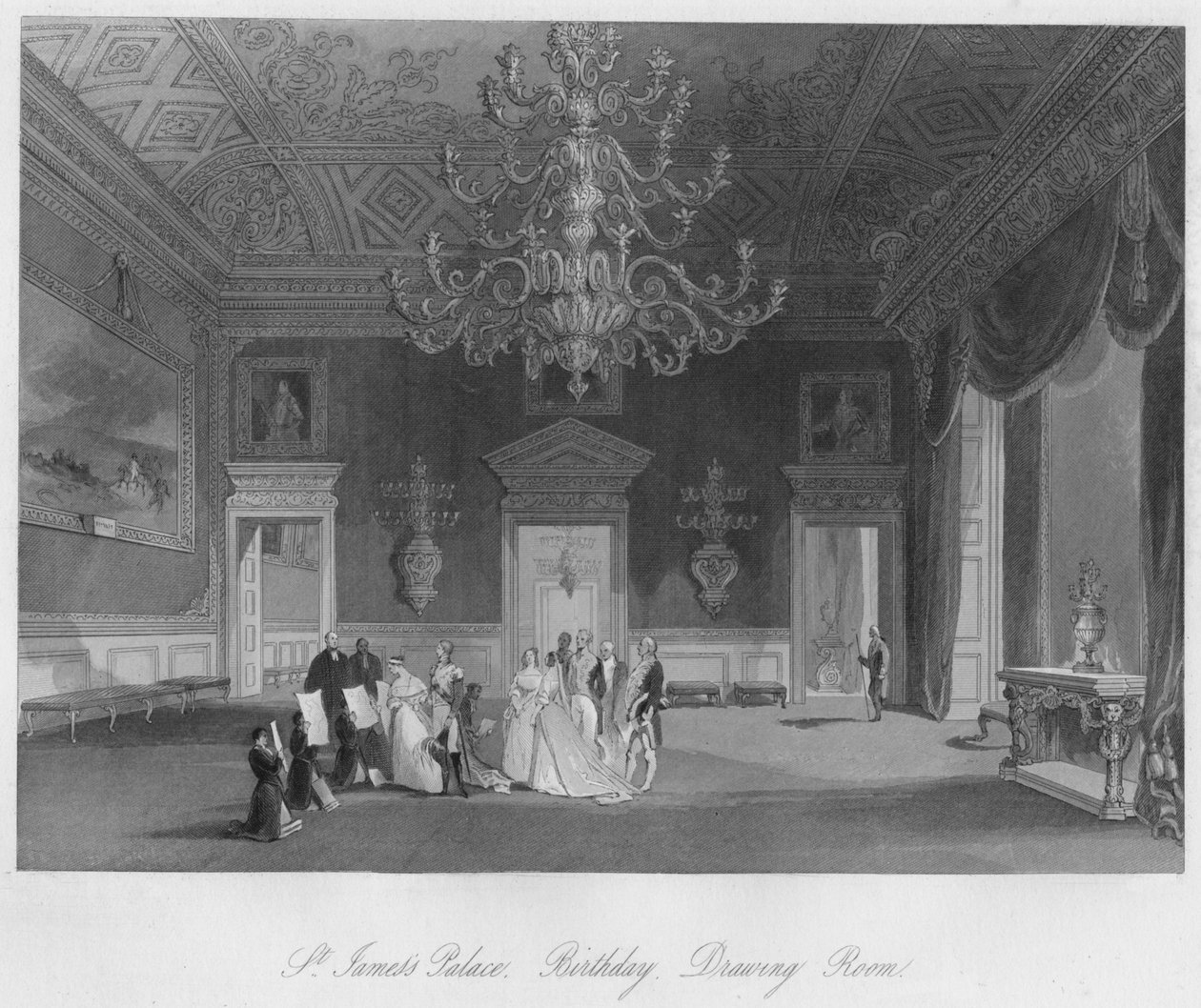 Palác svatého Jakuba. Narozeniny. Přijímací pokoj, c1841 od Henry Melville