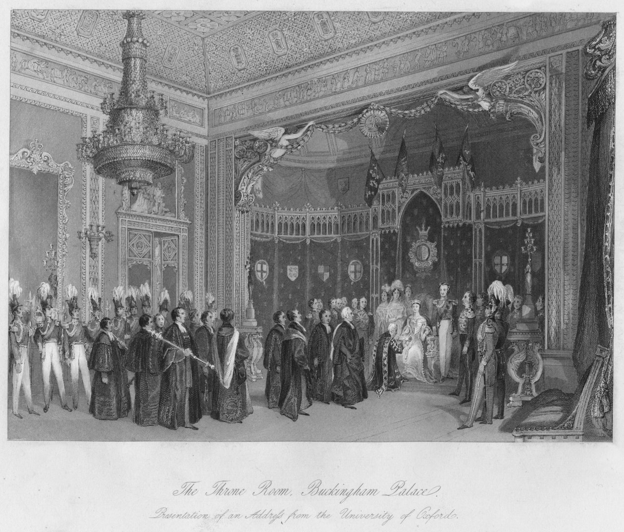 Trůnní sál, Buckinghamský palác. Prezentace adresy z Oxfordské univerzity, c184 od Henry Melville