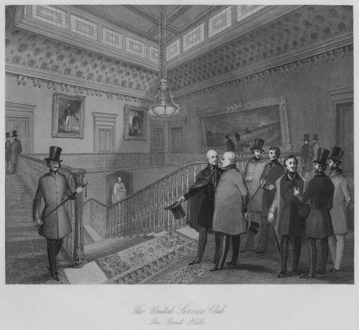 United Service Club. Velká síň, c1841 od Henry Melville