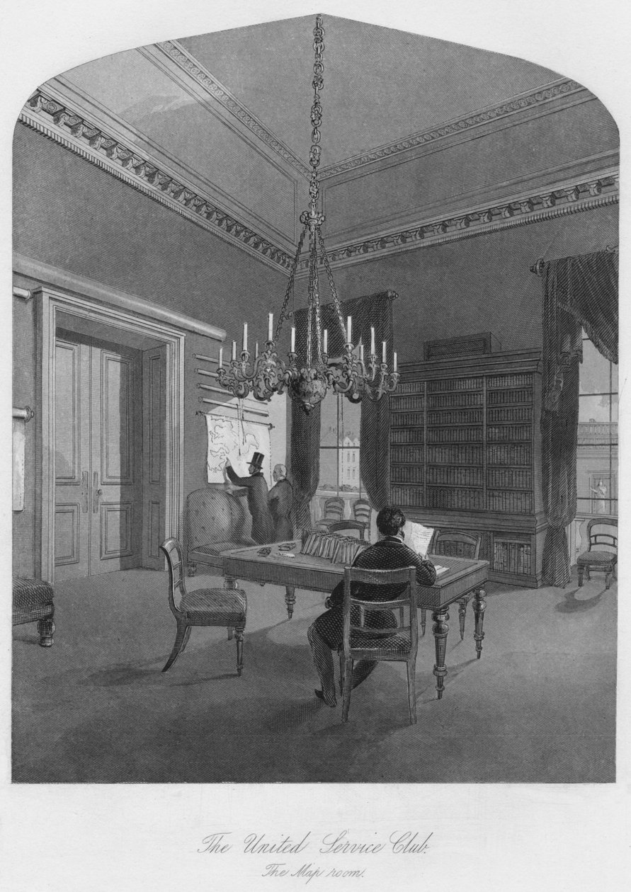 United Service Club. Místnost mapy, c1841 od Henry Melville