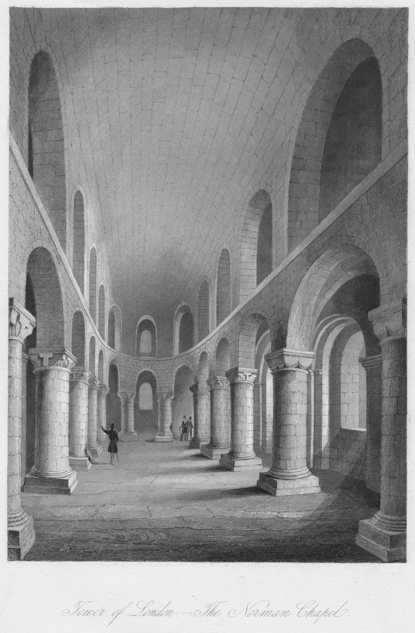 Londýnský Tower. - Normanská kaple, c1841 od Henry Melville