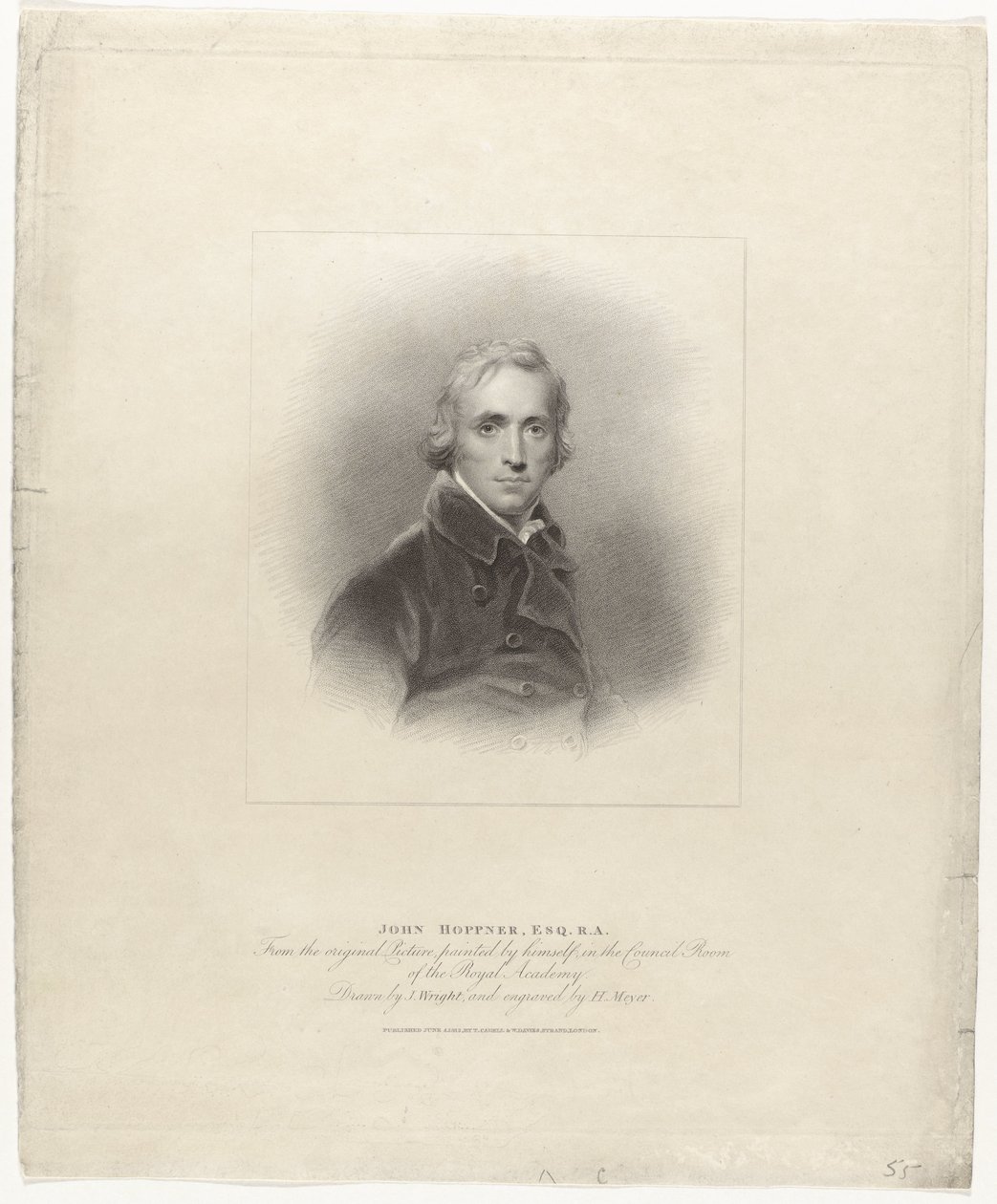 Portrét van Johna Hoppnera John Hoppner, Esq. R.A. (název na objektu) Britse portretten (název série) British Gallery of Contemporary Portraits (název série) od Henry Meyer