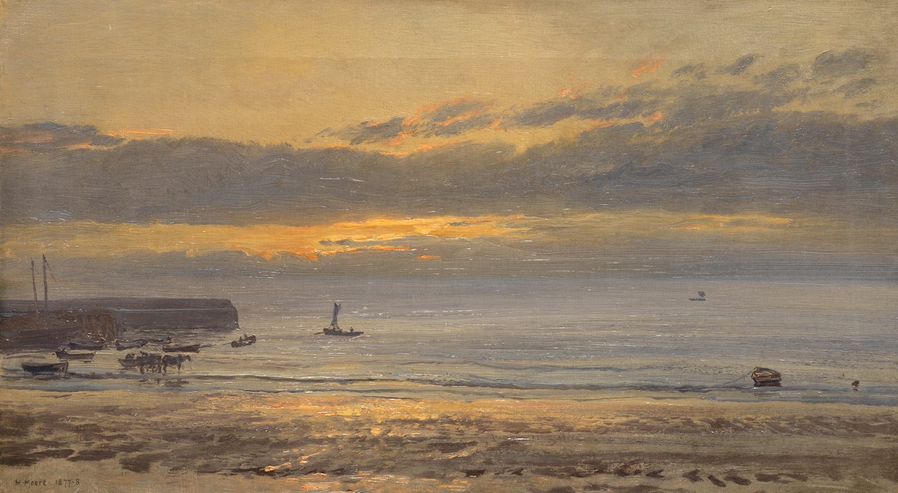 Před východem slunce, Scarborough - nízká voda, 1878 od Henry Moore