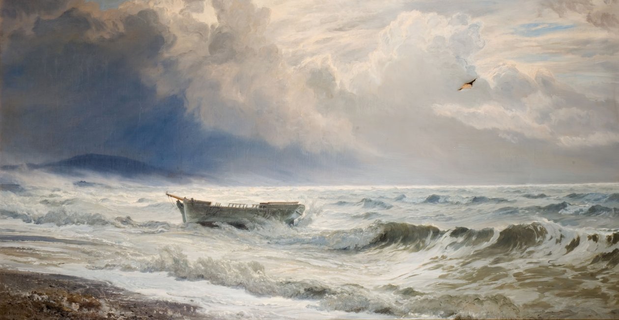 Drsné počasí na pobřeží, Cumberland, 1874. od Henry Moore
