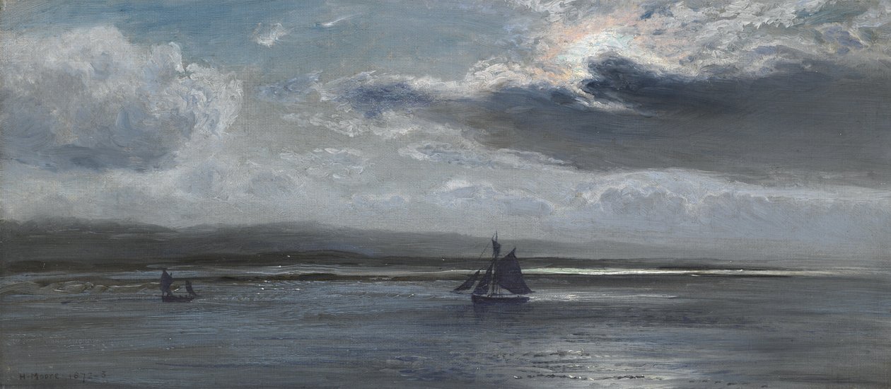 Traeth Mawr, měsíční svit, 1872-73 od Henry Moore