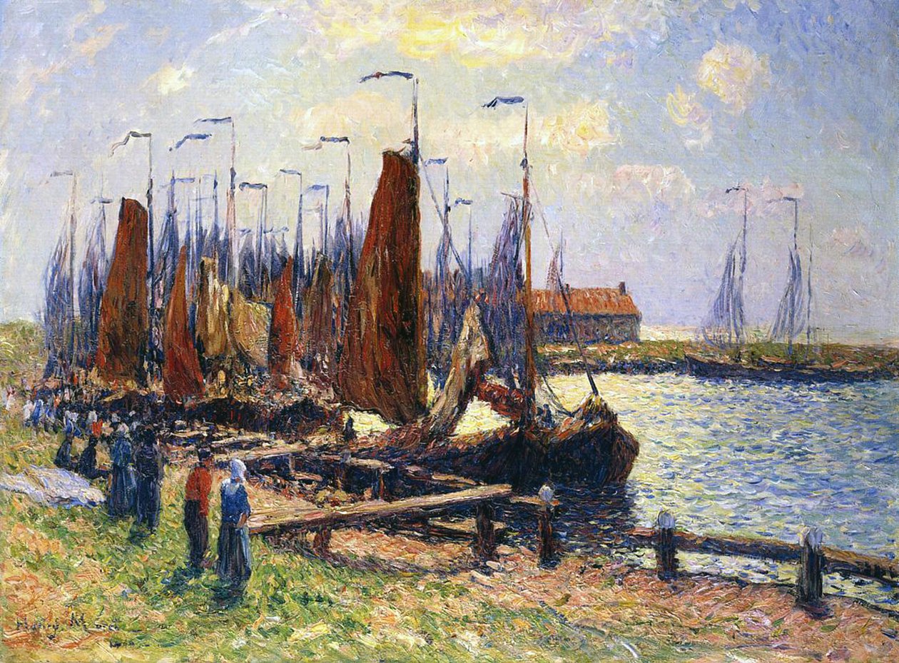 Přístav Volendam, Holandsko, 1900 od Henry Moret