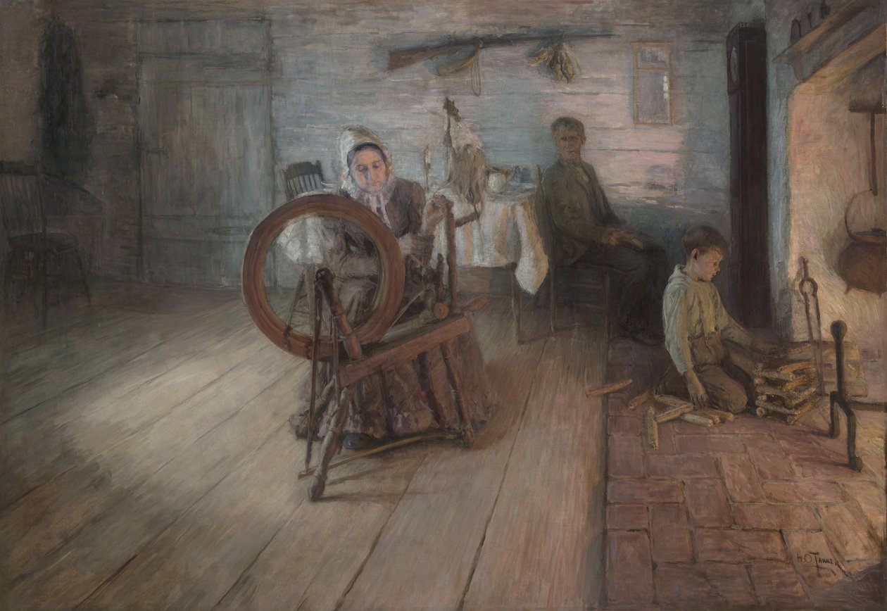 Spinning By Firelight – Chlapectví George Washingtona Graye, 1894 od Henry Ossawa Tanner