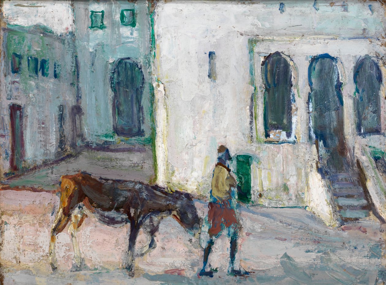 Pouliční scéna, Tanger Man Leading Calf, ca. 1910. od Henry Ossawa Tanner