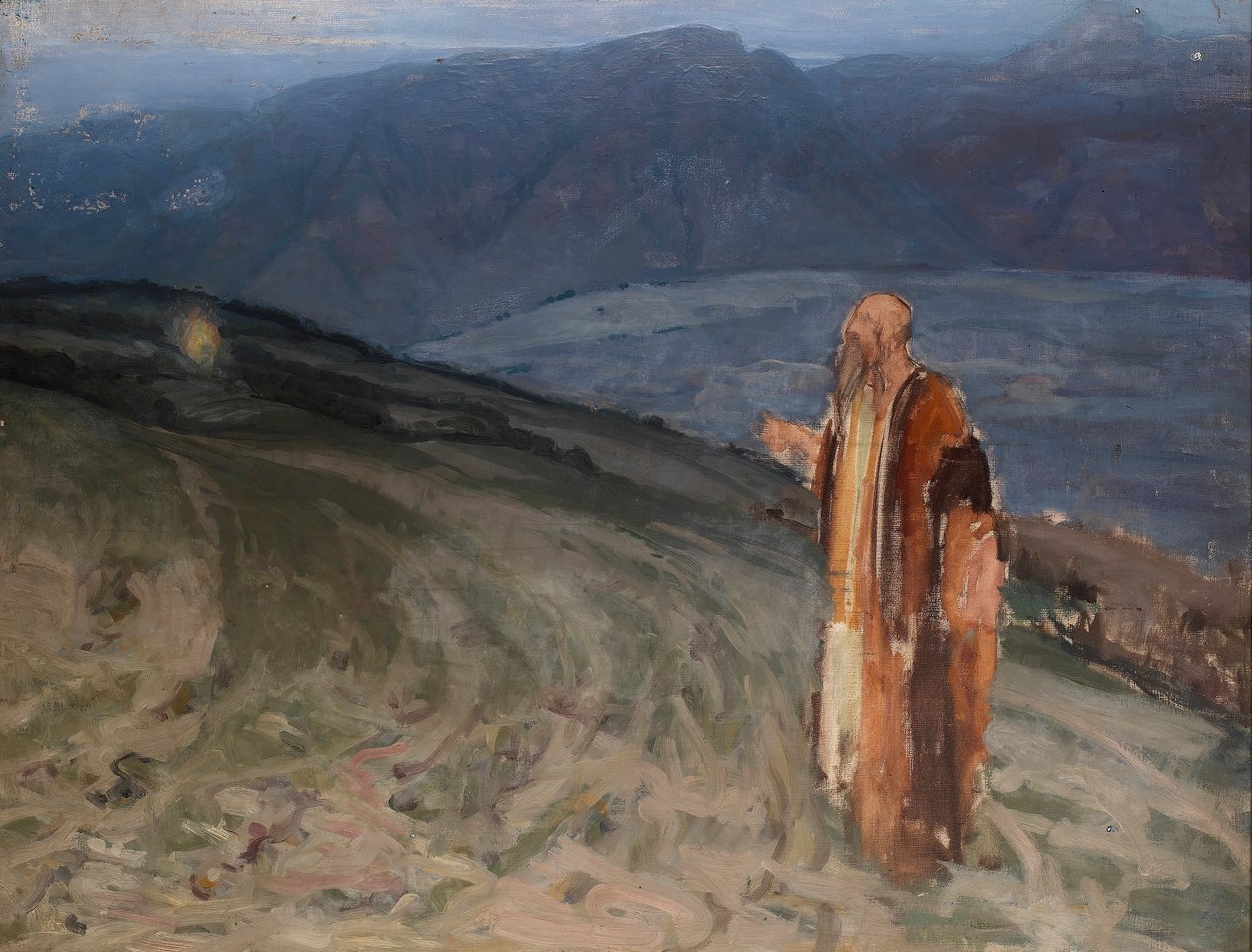 Studie k tématu Mojžíš a hořící keř od Henry Ossawa Tanner