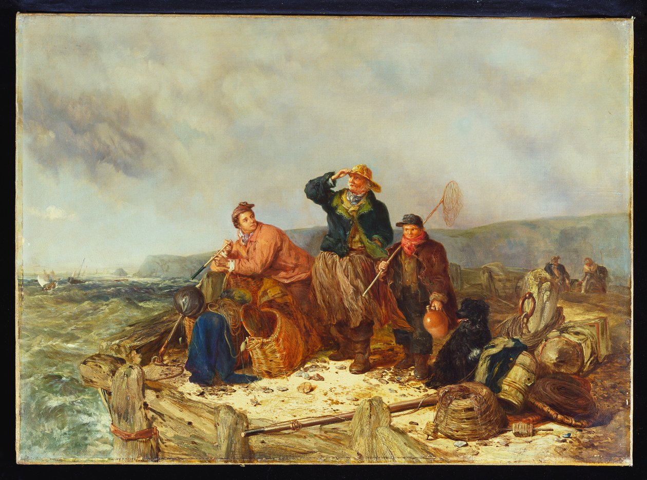 Rybáři na nábřeží během bouře od Henry Parker