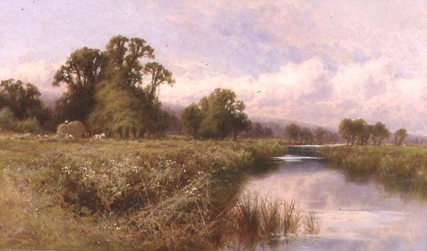 Meadow Landscape poblíž Marlow-on-Thames (olej na plátně) od Henry Parker