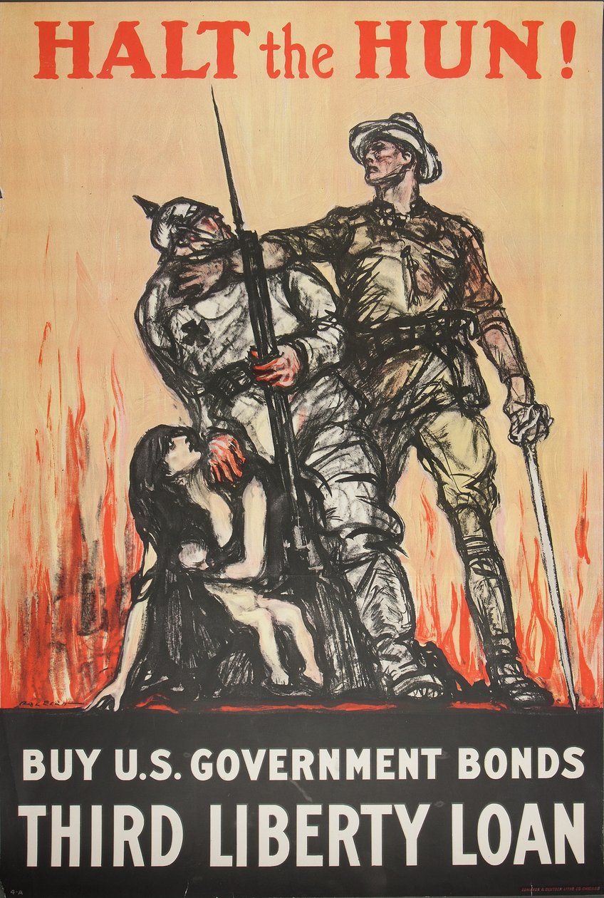 Zastavte Huna! Kupte si americké vládní dluhopisy Third Liberty Loan od Henry Patrick Raleigh