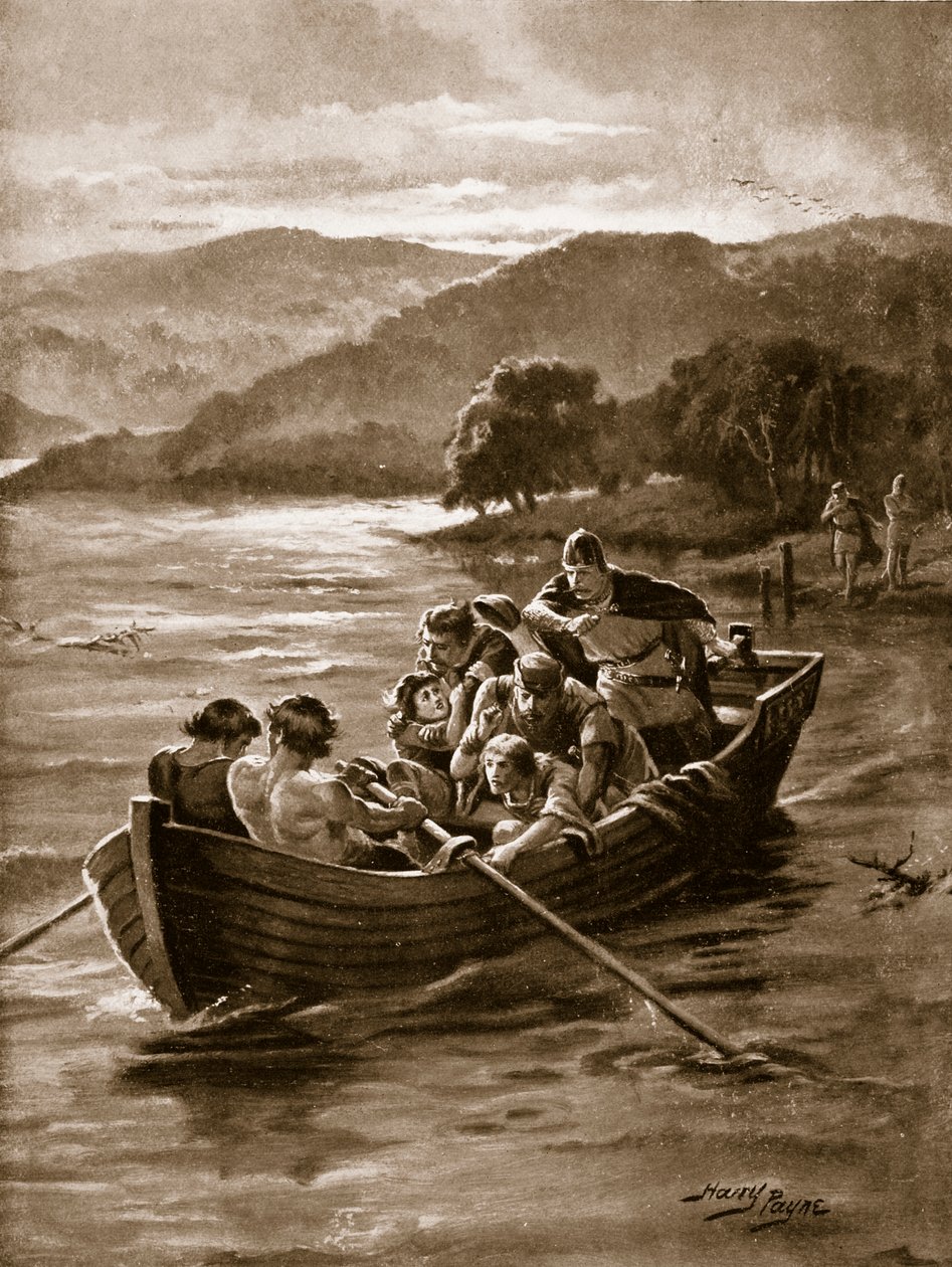 Elfwaldovi synové se utopili ve Windermere, ilustrace z 