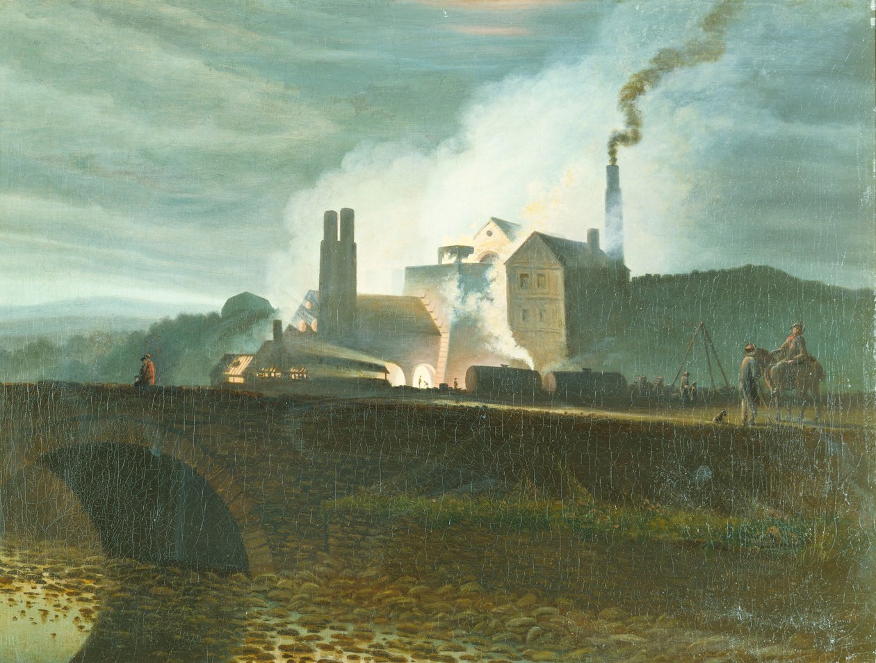 Měsíční krajina, možná z Nantyglo Ironworks, Monmouthshire od Henry Penry Williams