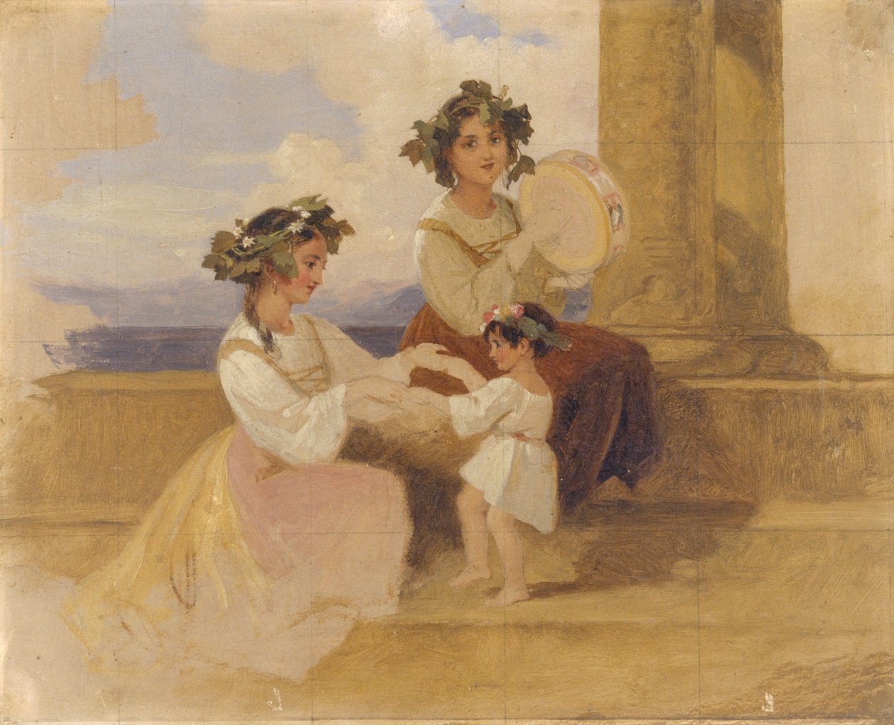 Venkovské dívky - Sorrento, asi 1870 (olej na plátně) od Henry Penry Williams