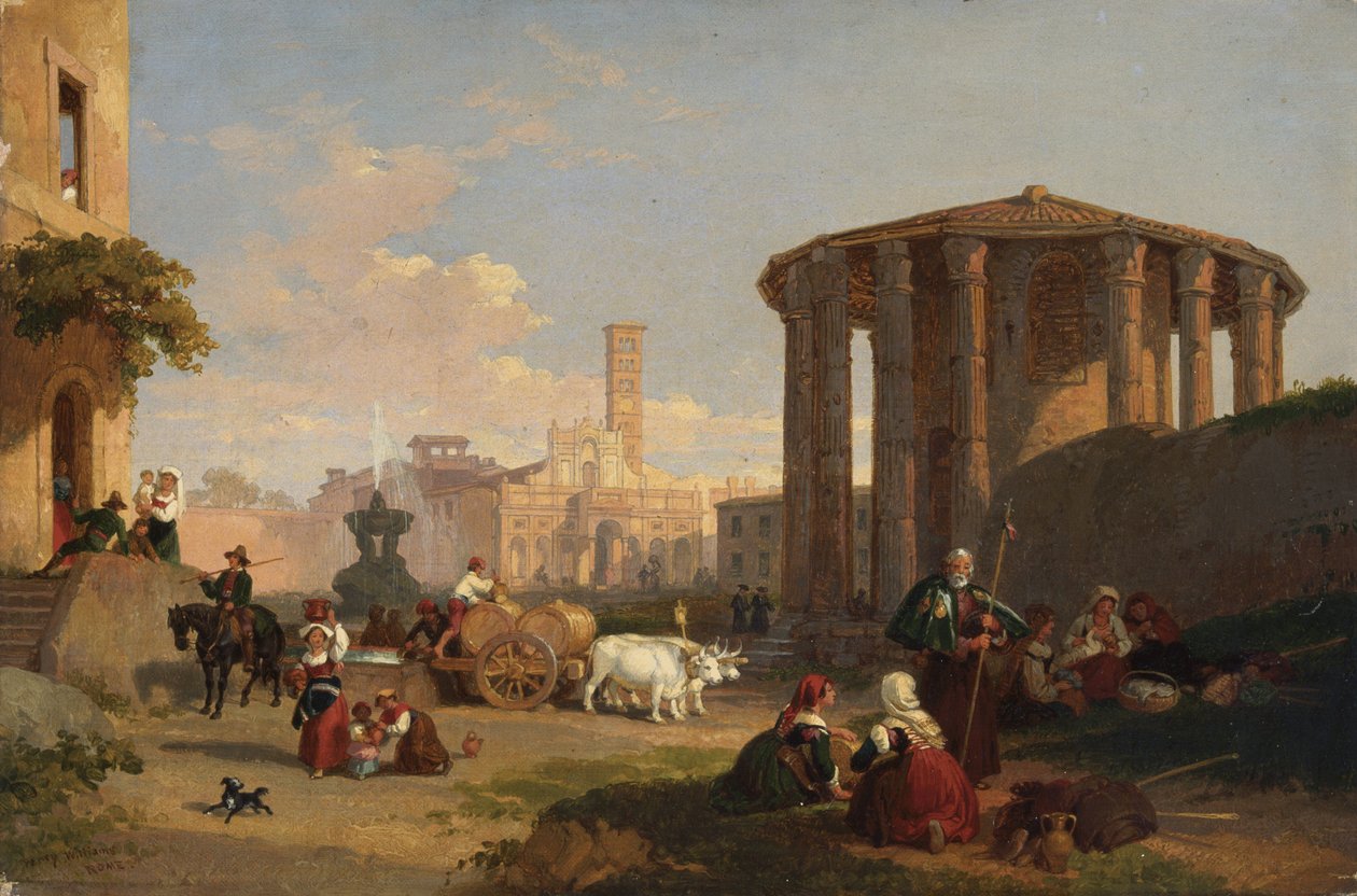 Vestin chrám, náměstí Piazza di Bocca di Verita (olej na plátně) od Henry Penry Williams