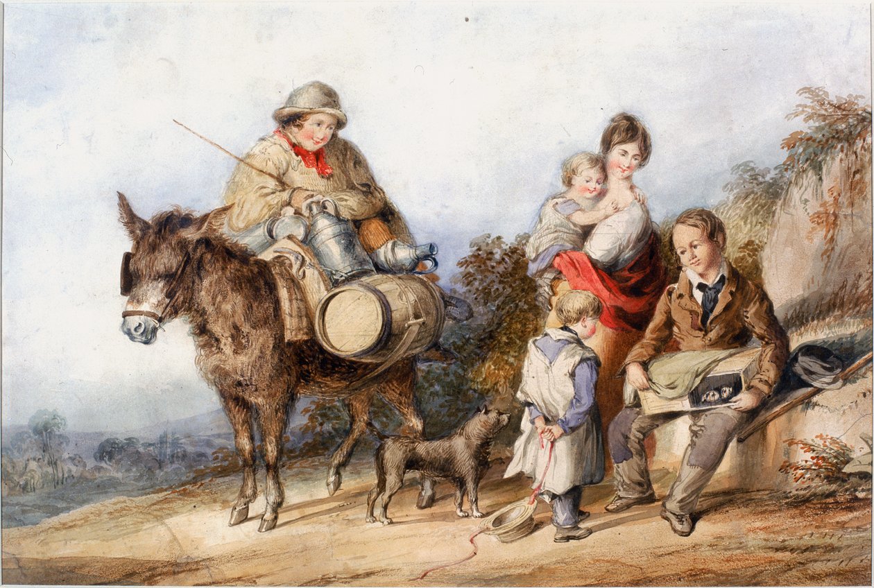 Milk Boy with Family Group, asi 1840 (akvarel a kvaš) od Henry Perlee Parker