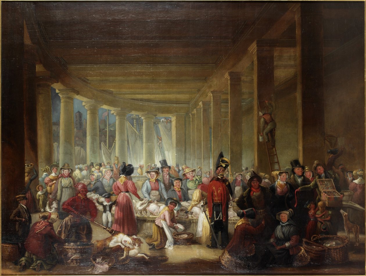 The Old Fish Market, Sandhill, Newcastle upon Tyne (olej na plátně) od Henry Perlee Parker