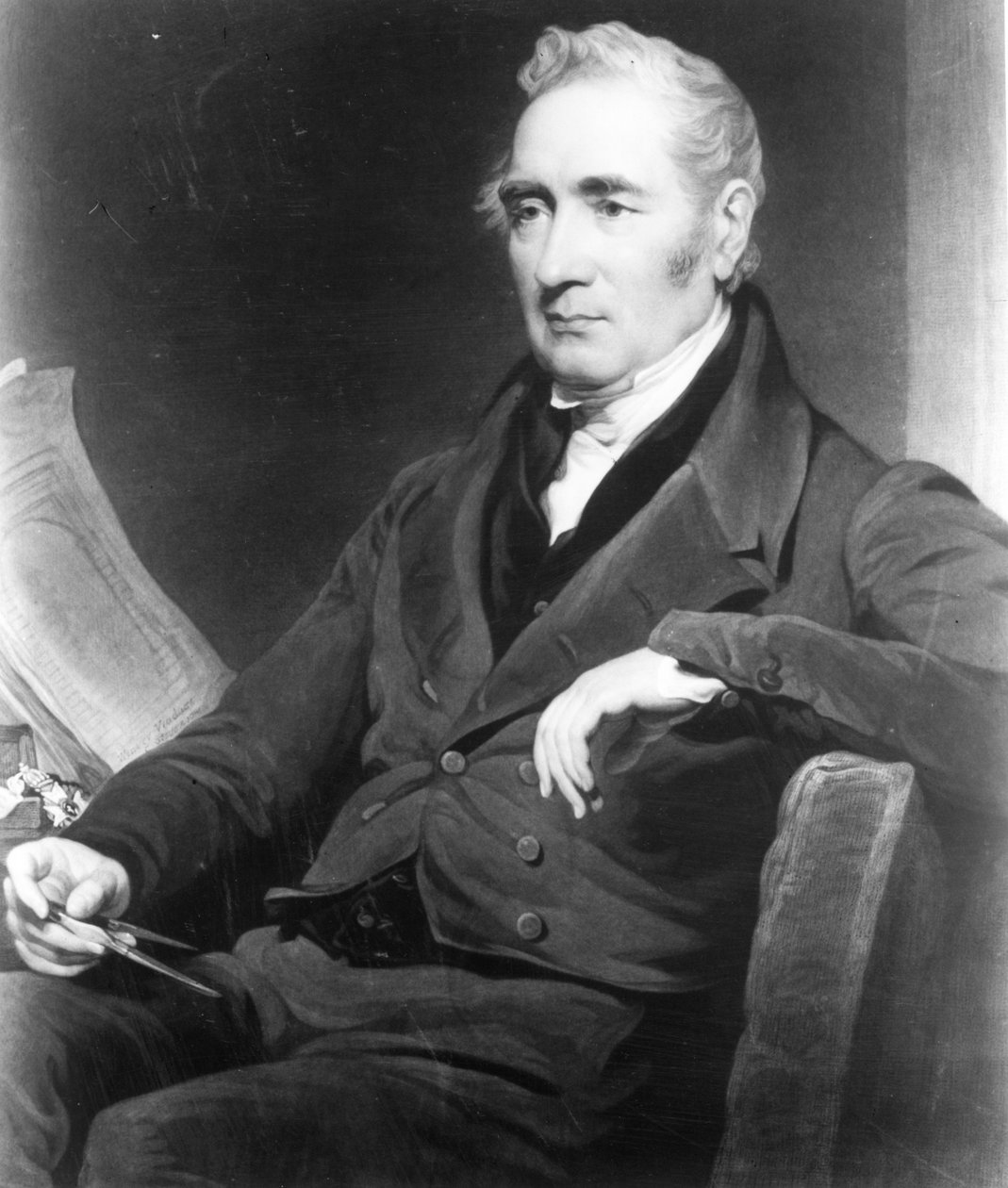 George Stephenson, rytý Charles Turner, 1838 (mezzotinta) od Henry Perronet Briggs