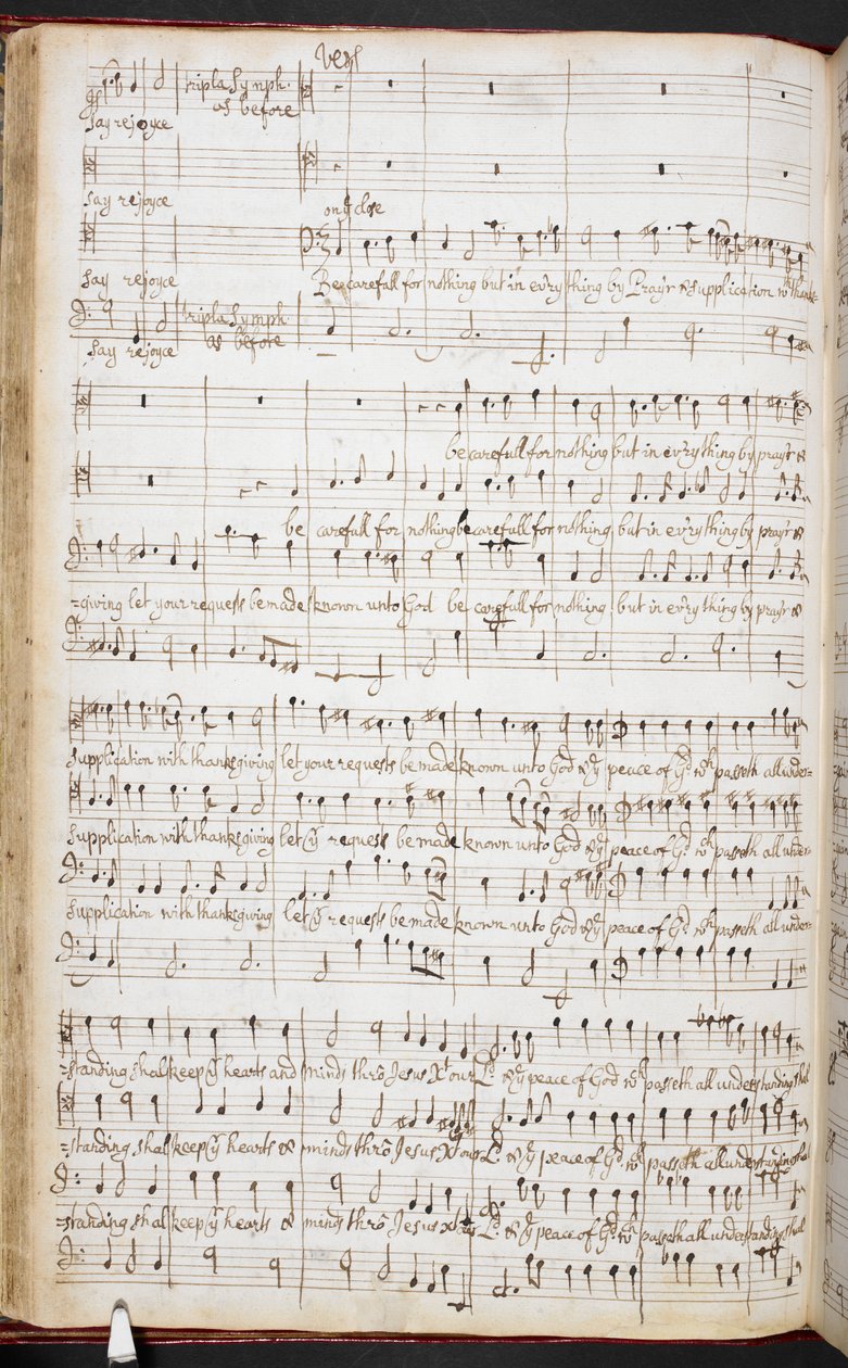 Purcellova autogramiáda ‚Vždy se radujte v Pánu‘, R.M.20.h.8, f.38v, c.1680-90 (pero a inkoust na papíře) od Henry Purcell
