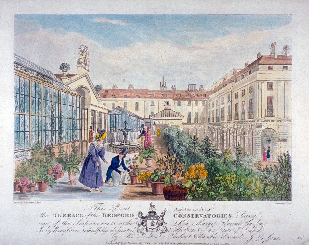 Terasa Bedford Conservatories na Covent Garden Market, Westminster, Londýn, 1831 od Henry Pyall