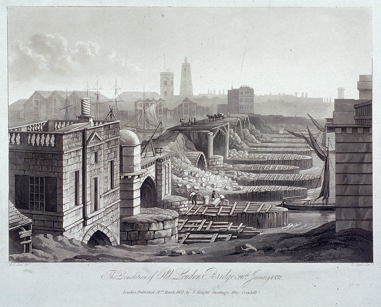 London Bridge starý, Londýn, 1832 od Henry Pyall