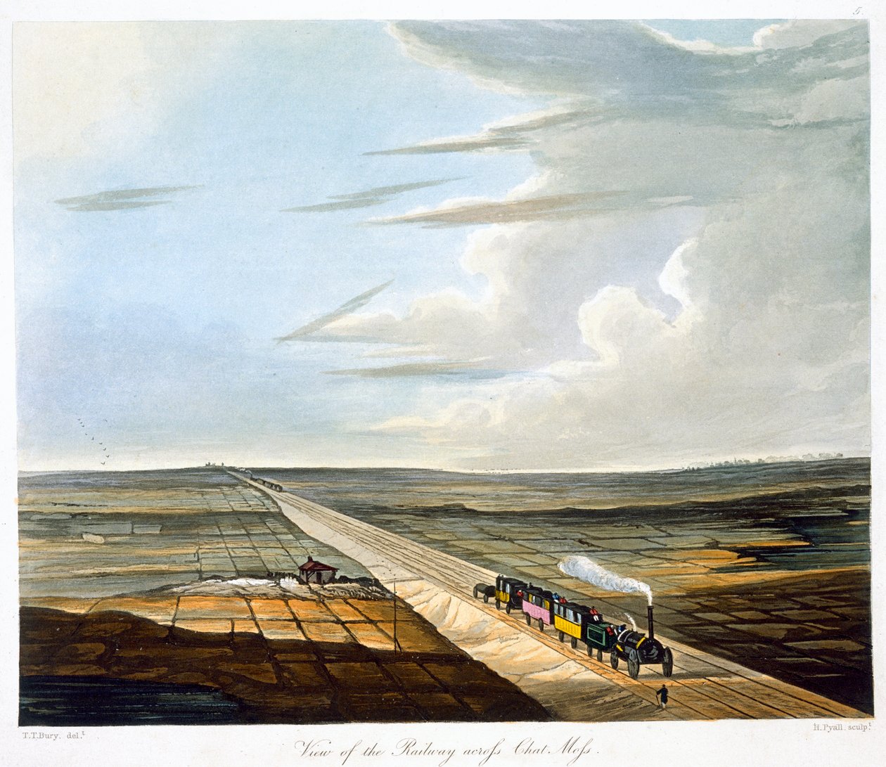 „Pohled na železnici přes Chat Moss“, Liverpool a Manchester Railway, 1833 od Henry Pyall