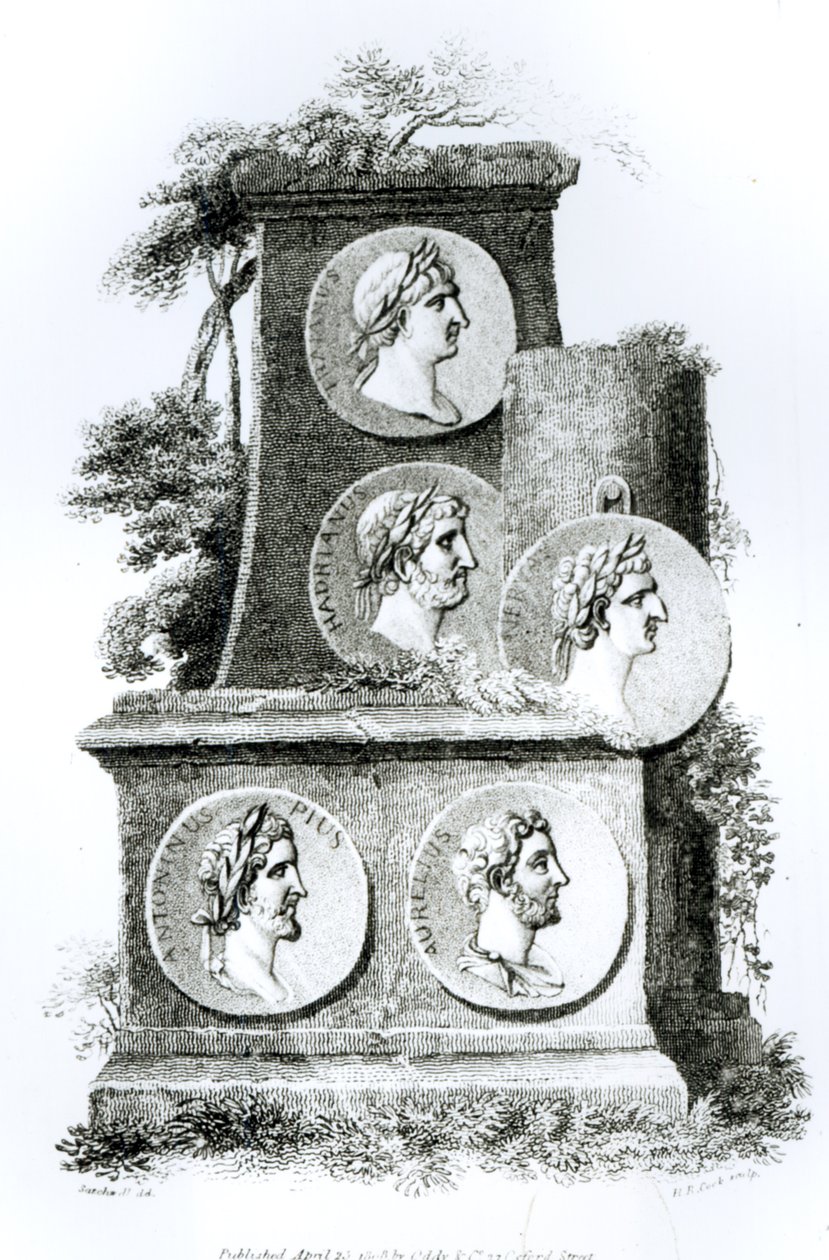 Portréty římských císařů z „Dějiny úpadku a pádu Římské říše“ od Edwarda Gibbona, Vol 2, 1808 od Henry R. Cook