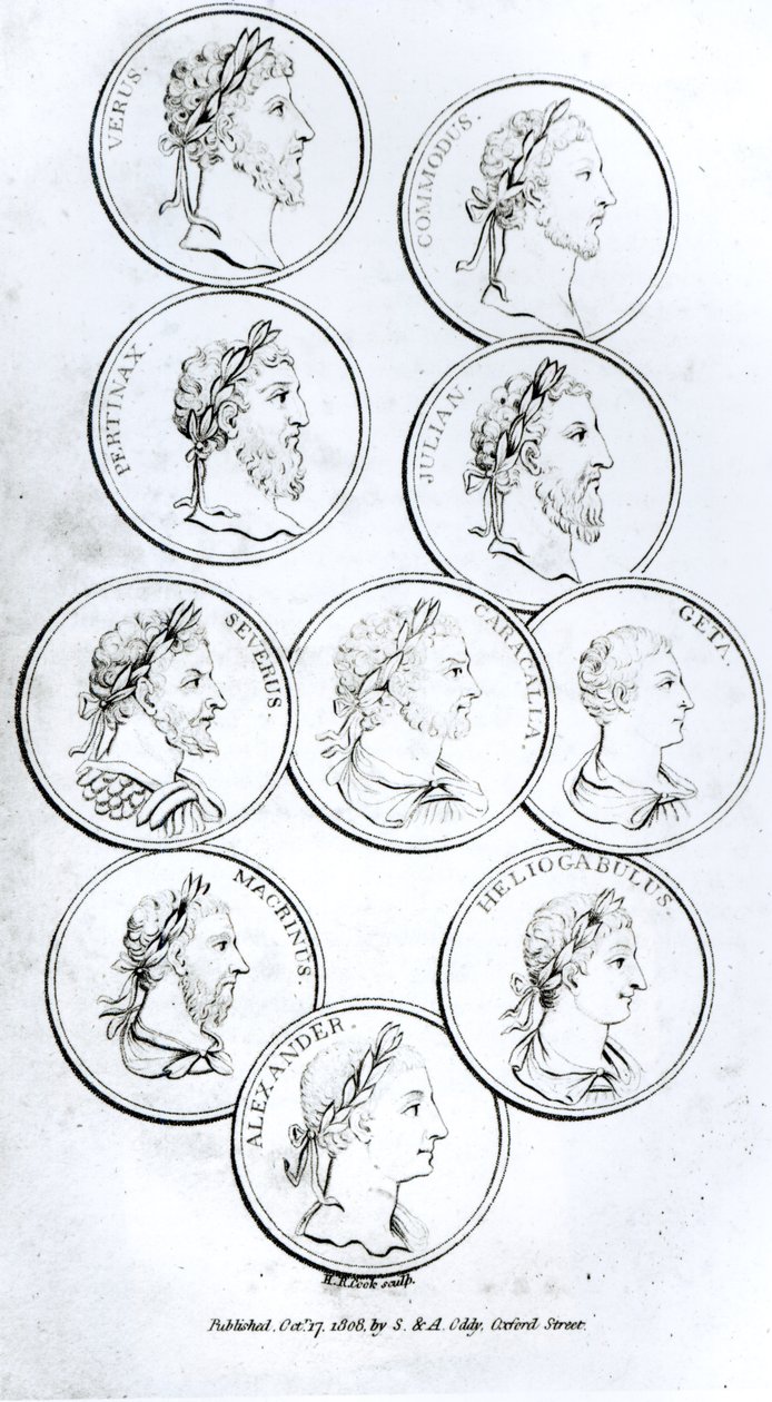 Portréty římských císařů, z „Dějiny úpadku a pádu Římské říše“, svazek I, od Edwarda Gibbona, 1808 od Henry R. Cook