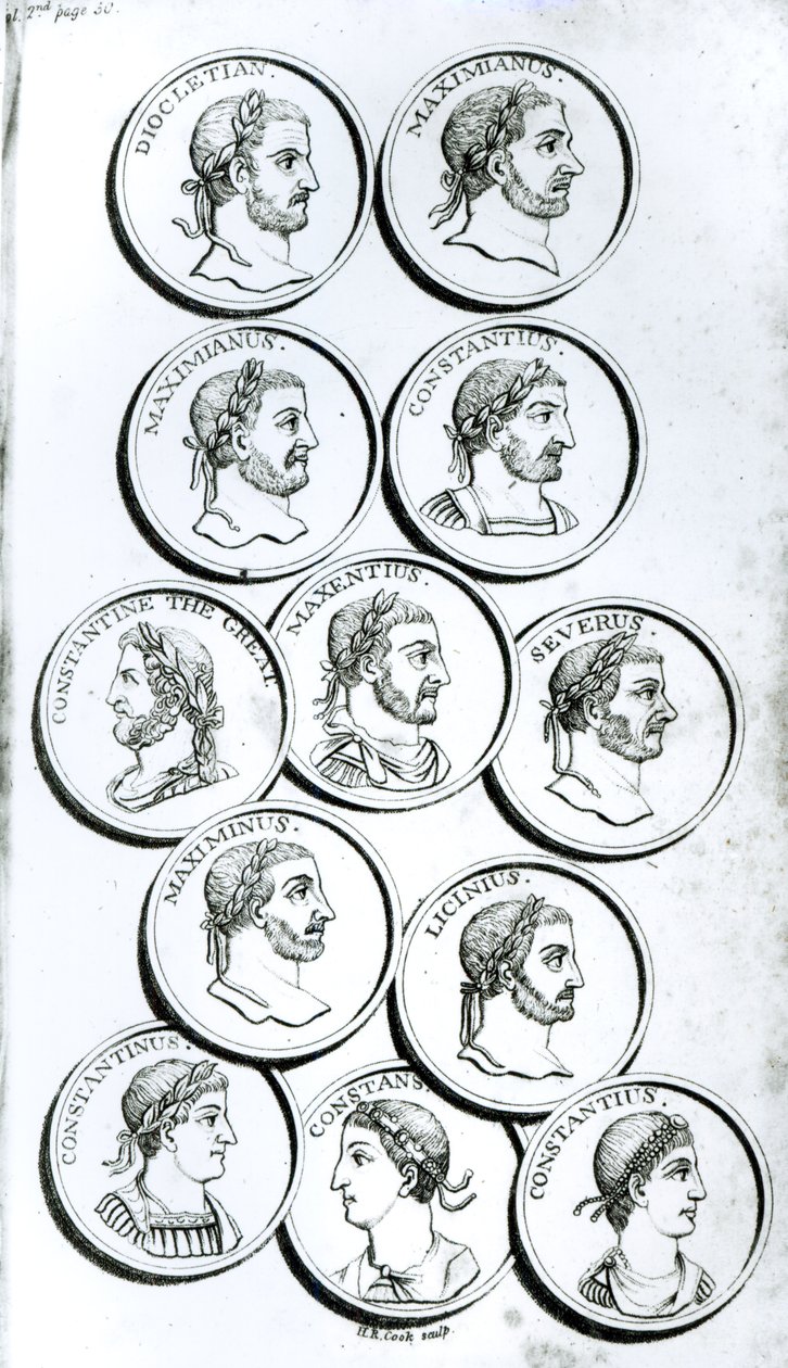 Portréty římských císařů, z „Dějiny úpadku a pádu Římské říše“, svazek II, strana 50, Edward Gibbon, 1808 od Henry R. Cook