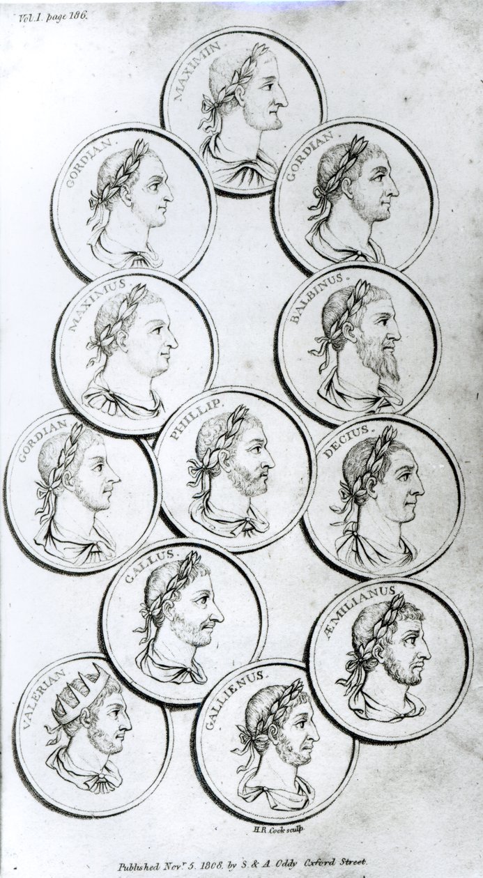 Portréty římských císařů, z „Dějiny úpadku a pádu Římské říše“, svazek I, od Edwarda Gibbona, 1808 od Henry R. Cook