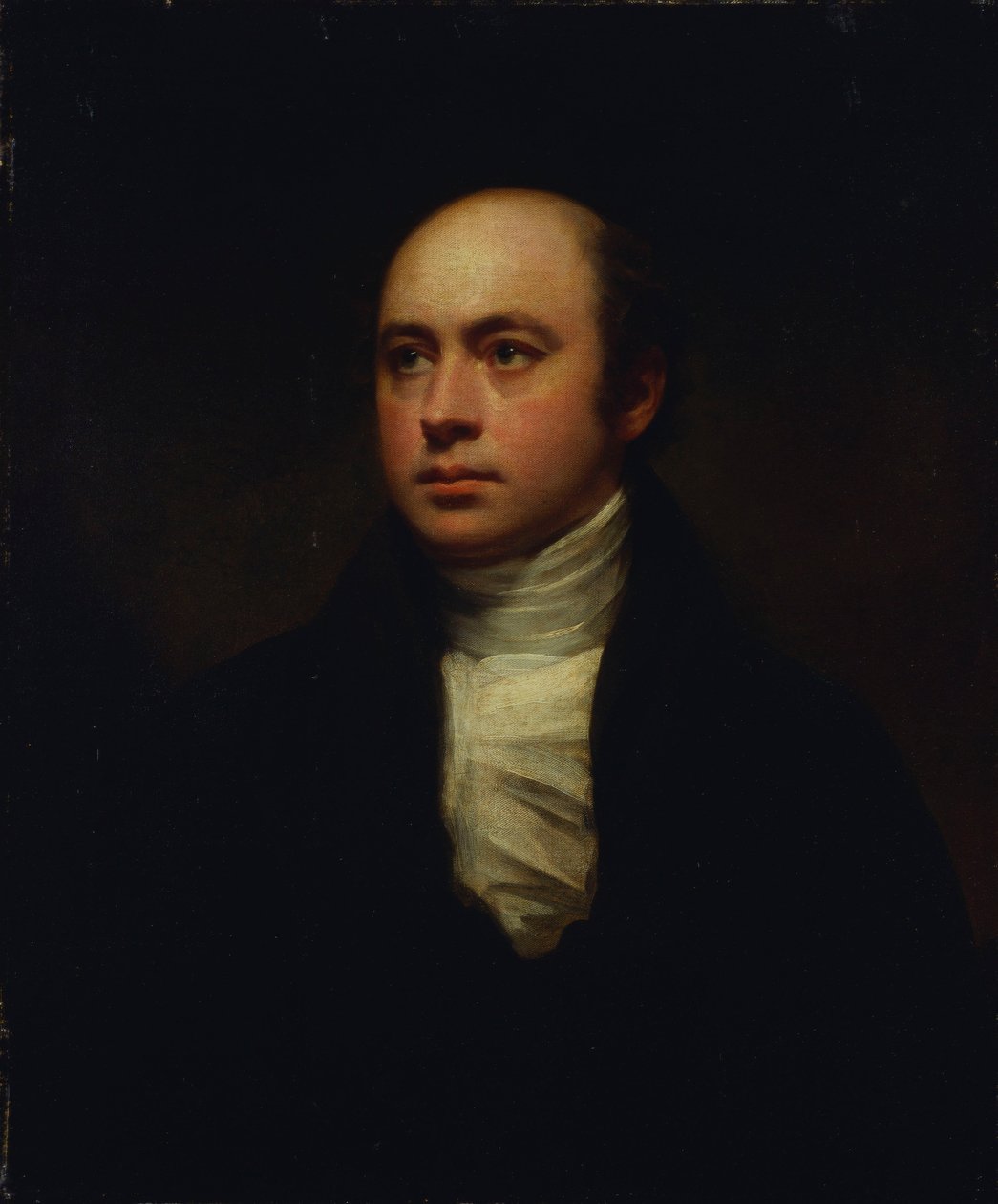 Portrét sira Francise Chantreyho v tmavé bundě a bílé nákrčníku od Henry Raeburn