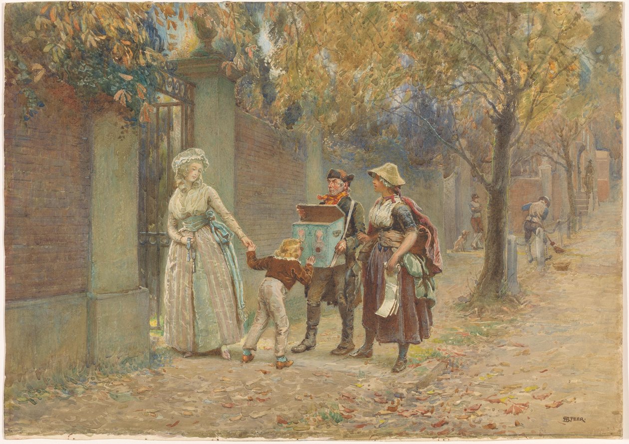 Muž se skříní a prodavačka písniček od Henry Reynolds Steer (signed by artist)