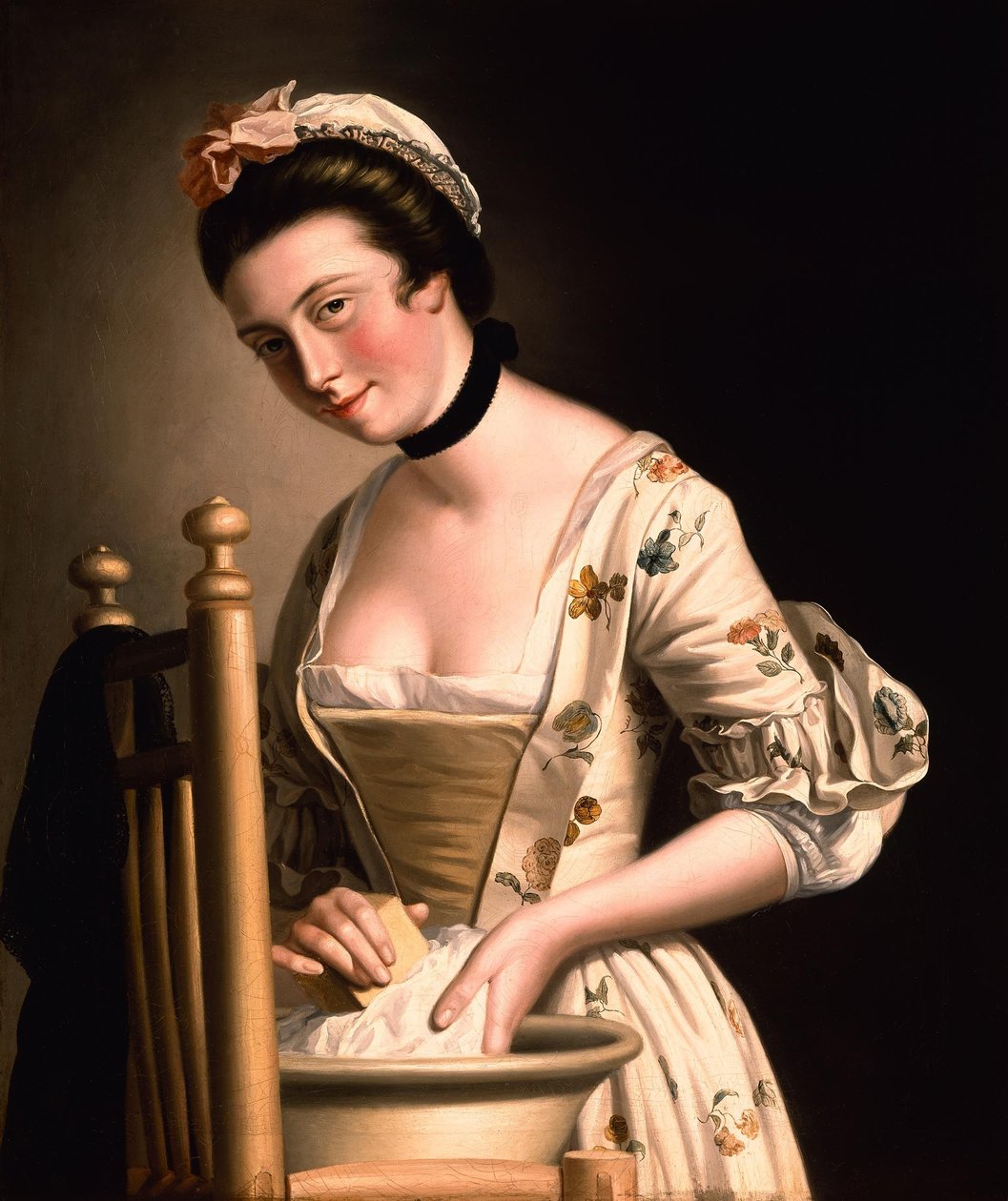 Žena peroucí prádlo od Henry Robert Morland