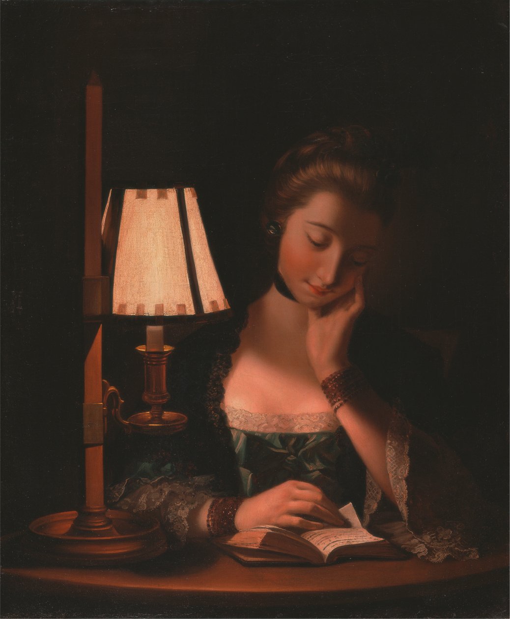 Žena čte papírovým zvonkem od Henry Robert Morland